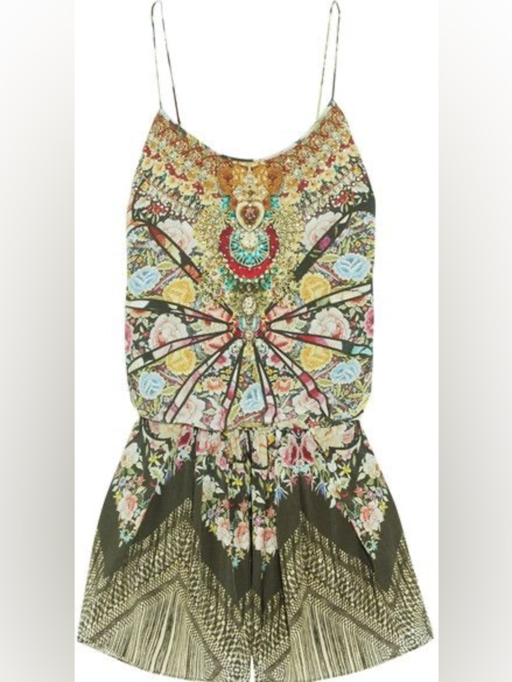 Camilla Flamenco Sweep Silk Crystal Embellished Playsuit Romper Sz L / US 10 / 3 - Picture 2 of 6